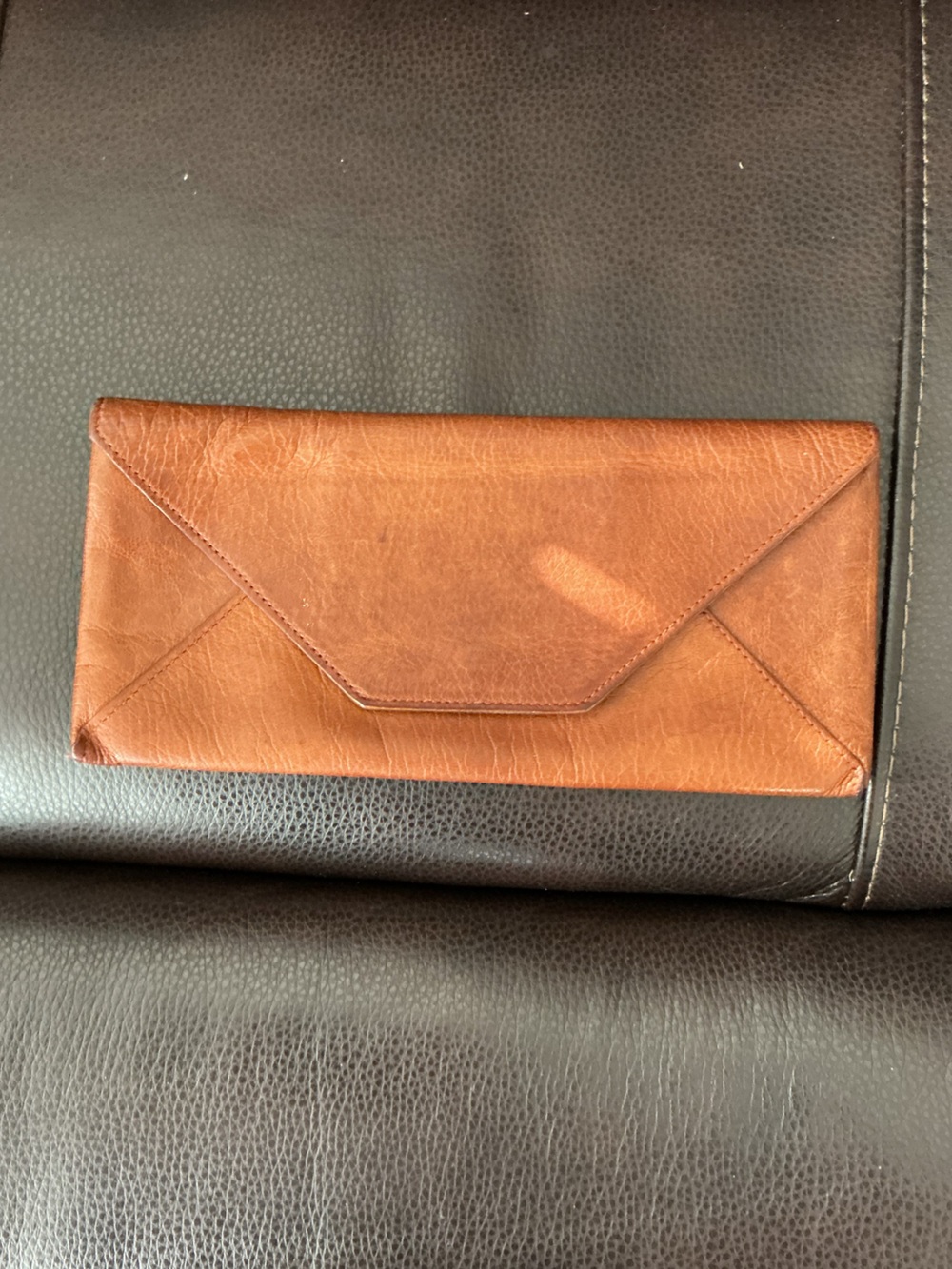 Abas Caramel Brown Leather Envelope Clutch Wallet